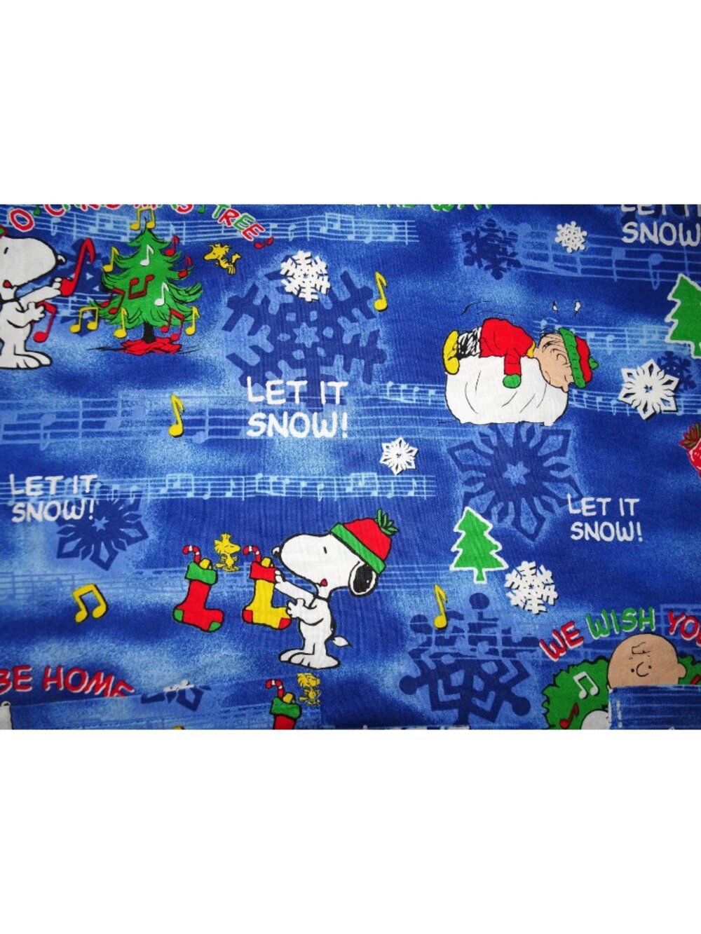 Peanuts Charlie Brown & Snoopy Christmas Scrub Top M cotton medical scrubs - Picture 5 of 7